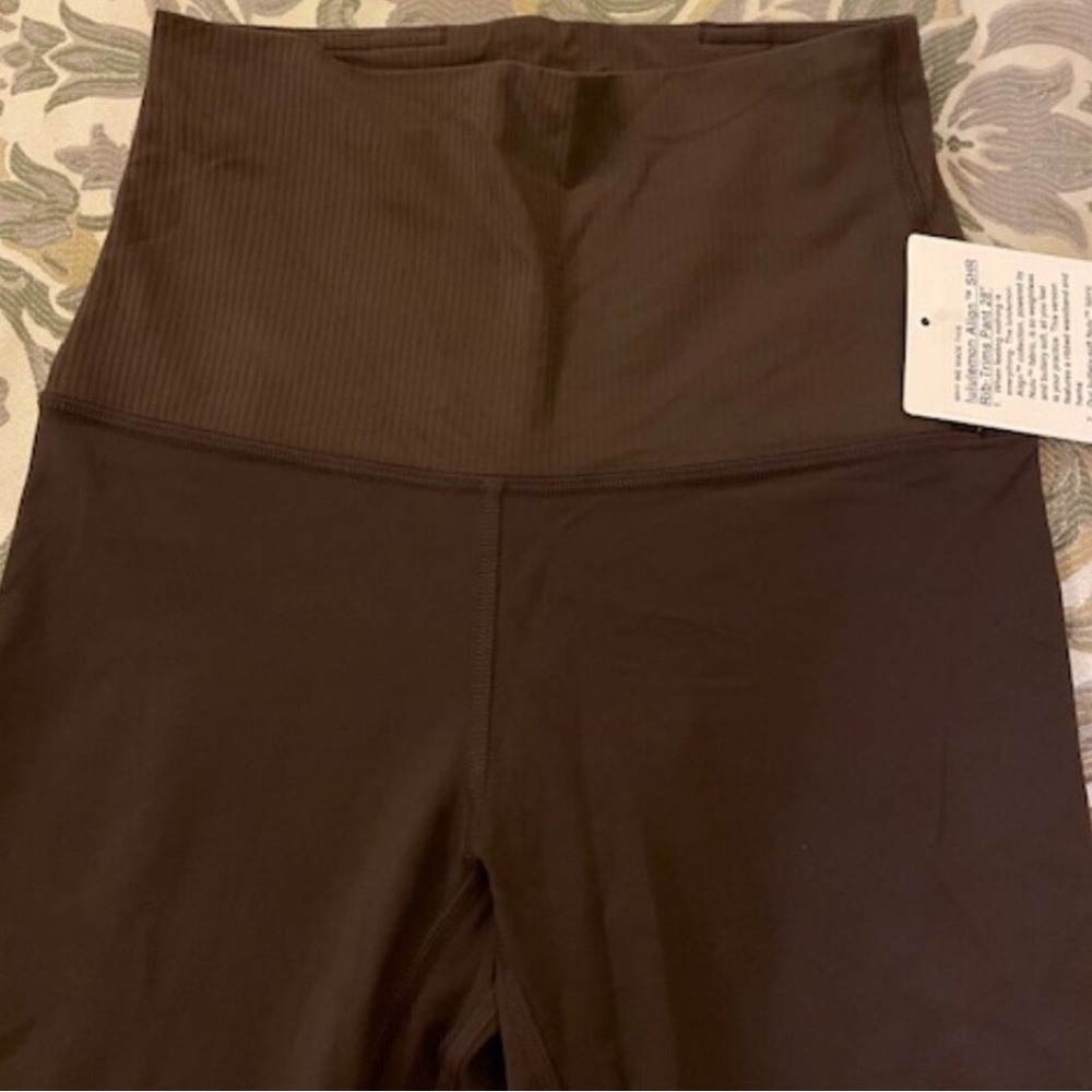 Lululemon Athletica Align SHR Rib Trim Leggings- espresso brown